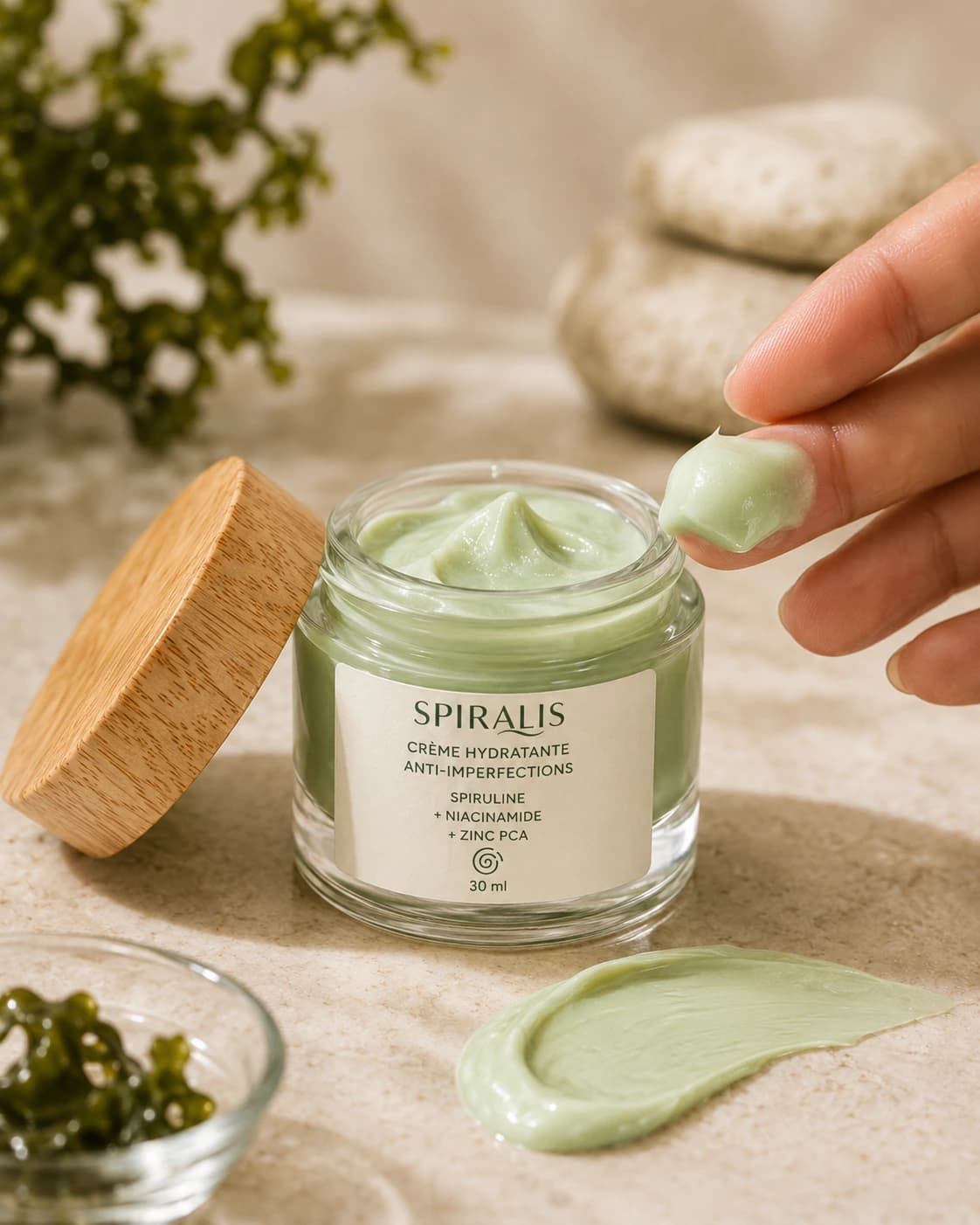 Application de la creme hydratante SPIRALIS